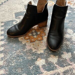 Dr. Scholl's Black Ankle Booties with Brown Heel